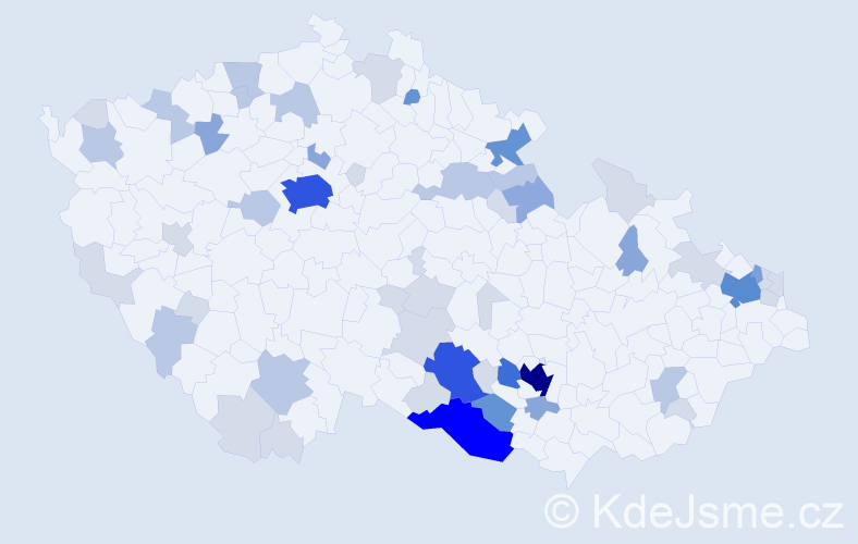 Příjmení: 'Kuderová', počet výskytů 160 v celé ČR