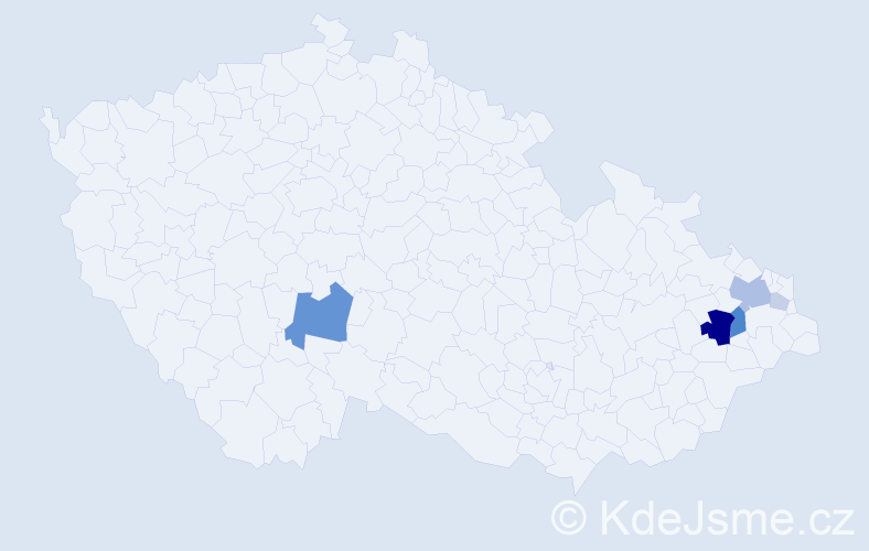 Příjmení: 'Mauci', počet výskytů 19 v celé ČR