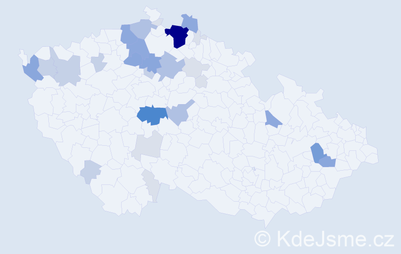 Příjmení: 'Kraka', počet výskytů 102 v celé ČR