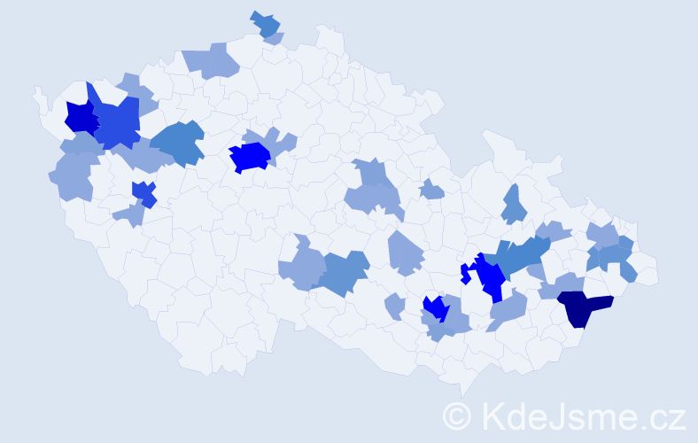 Příjmení: 'Zigmund', počet výskytů 100 v celé ČR