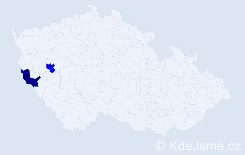 Příjmení: 'Pritzl', počet výskytů 5 v celé ČR