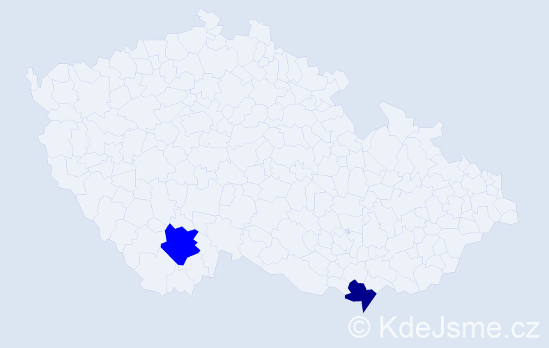 Příjmení: 'Čavara', počet výskytů 5 v celé ČR
