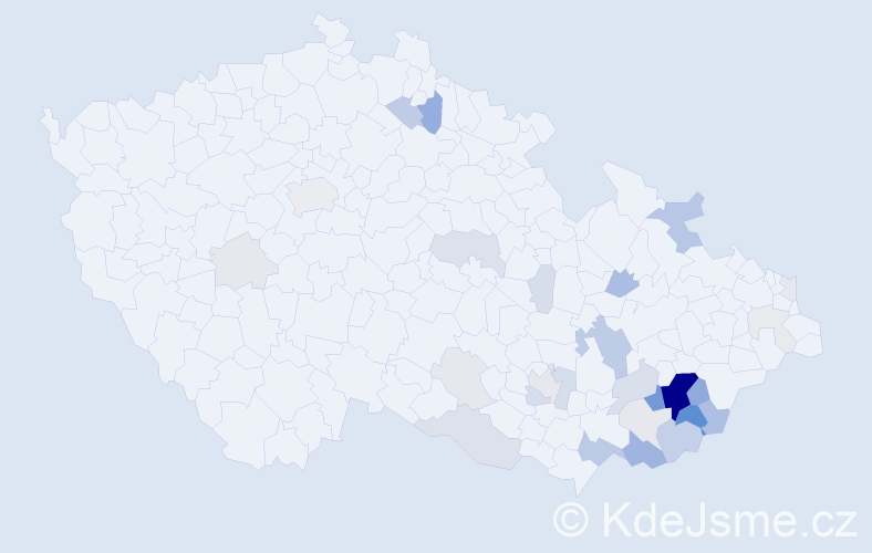 Příjmení: 'Chlud', počet výskytů 115 v celé ČR