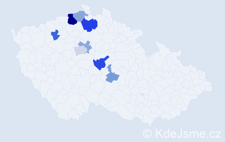Příjmení: 'Bauštein', počet výskytů 18 v celé ČR