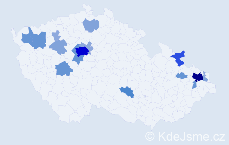 Příjmení: 'Bryndač', počet výskytů 51 v celé ČR