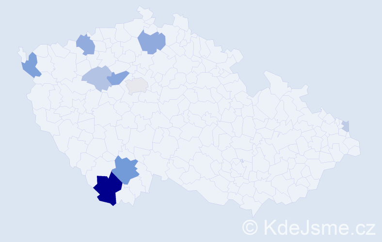 Příjmení: 'Kráková', počet výskytů 24 v celé ČR
