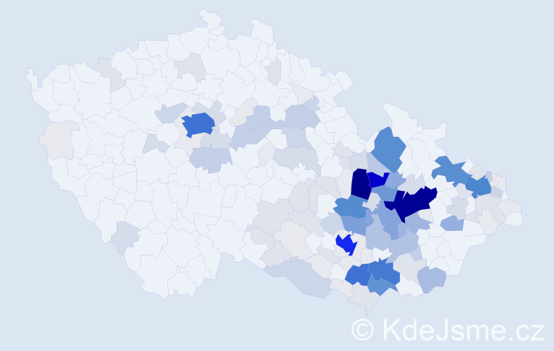 Příjmení: 'Vykydal', počet výskytů 650 v celé ČR