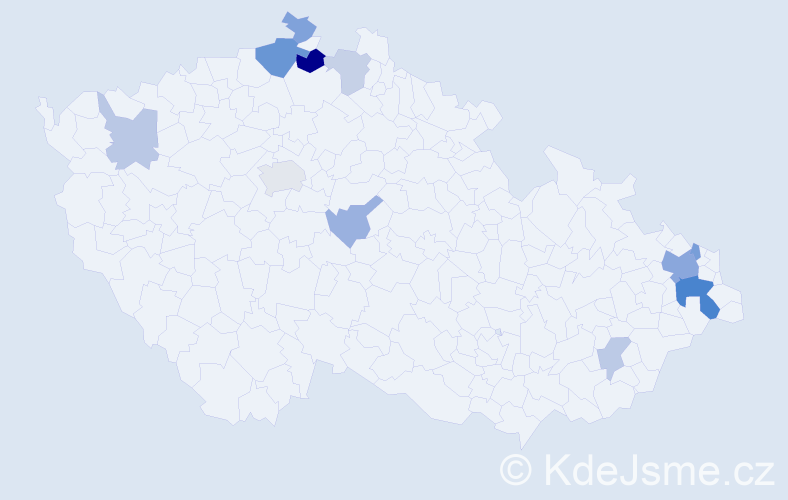 Příjmení: 'Kolčák', počet výskytů 24 v celé ČR