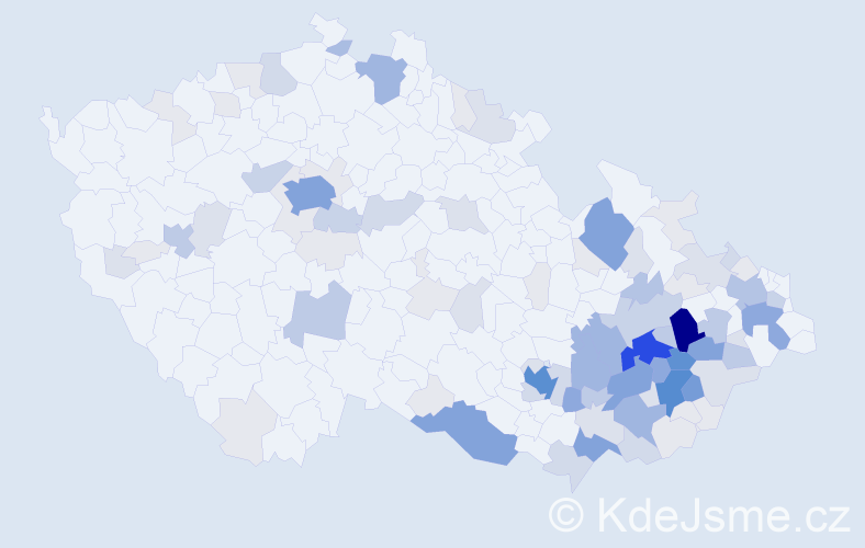 Příjmení: 'Vinklárková', počet výskytů 415 v celé ČR