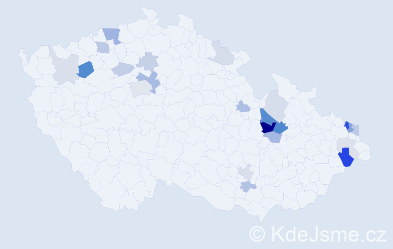 Příjmení: 'Milek', počet výskytů 55 v celé ČR