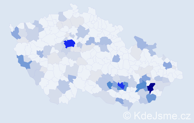 Příjmení: 'Krčma', počet výskytů 377 v celé ČR