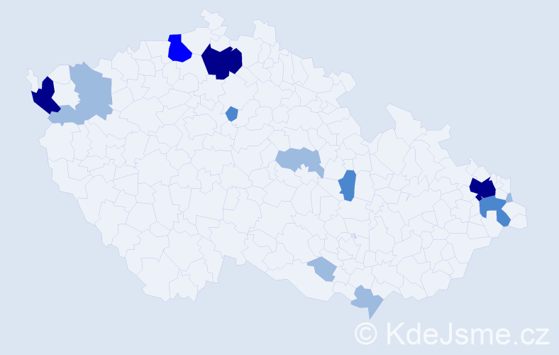 Příjmení: 'Kremeňová', počet výskytů 28 v celé ČR