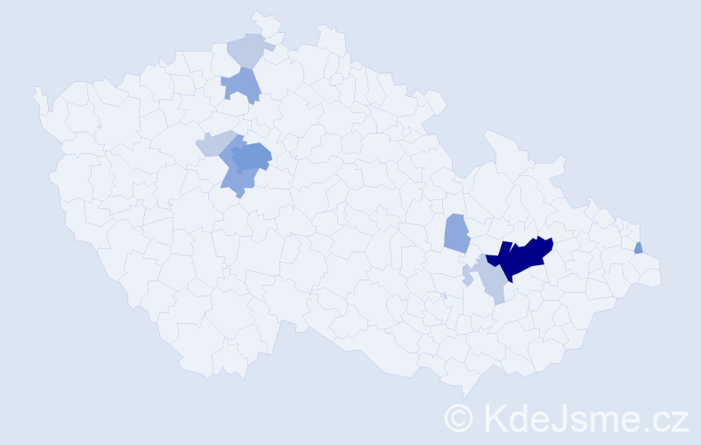 Příjmení: 'Kenická', počet výskytů 25 v celé ČR