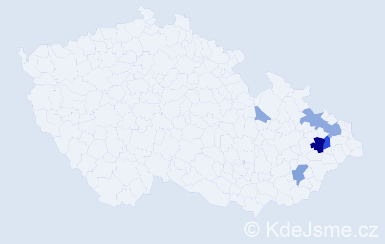 Příjmení: 'Vidomusová', počet výskytů 18 v celé ČR