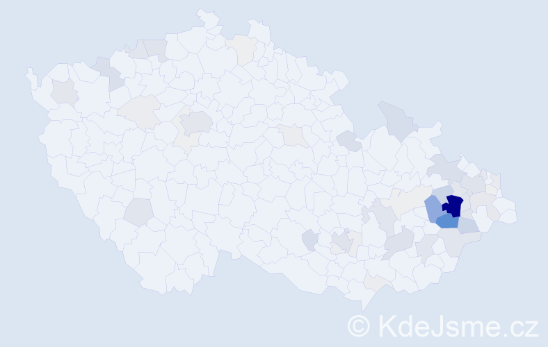Příjmení: 'Hub', počet výskytů 224 v celé ČR