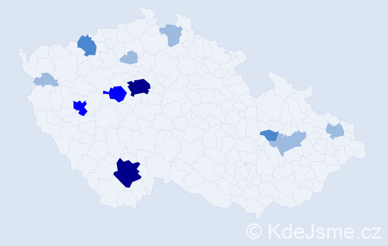 Příjmení: 'Pachnerová', počet výskytů 23 v celé ČR