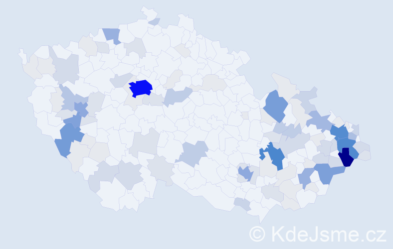 Příjmení: 'Kaňáková', počet výskytů 396 v celé ČR