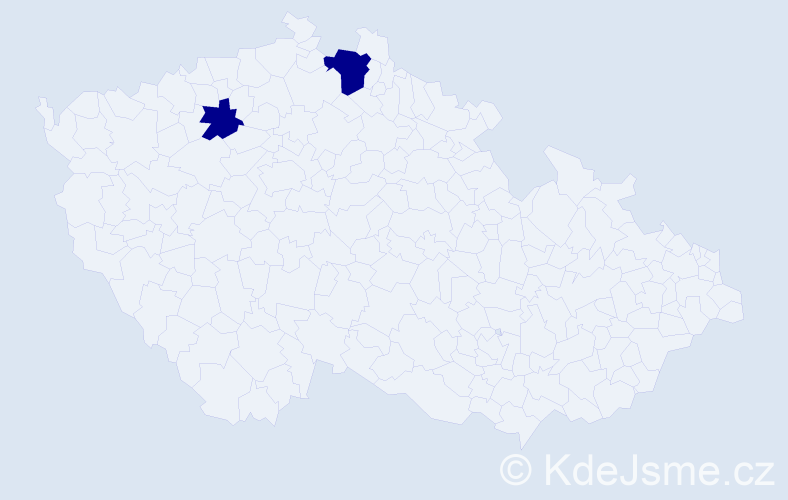 Příjmení: 'Mardnli', počet výskytů 2 v celé ČR