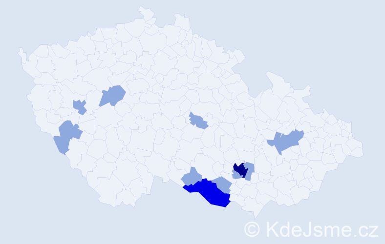 Příjmení: 'Kislingová', počet výskytů 20 v celé ČR