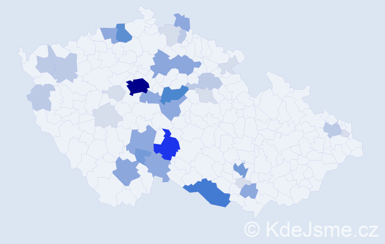Příjmení: 'Hanzálková', počet výskytů 123 v celé ČR