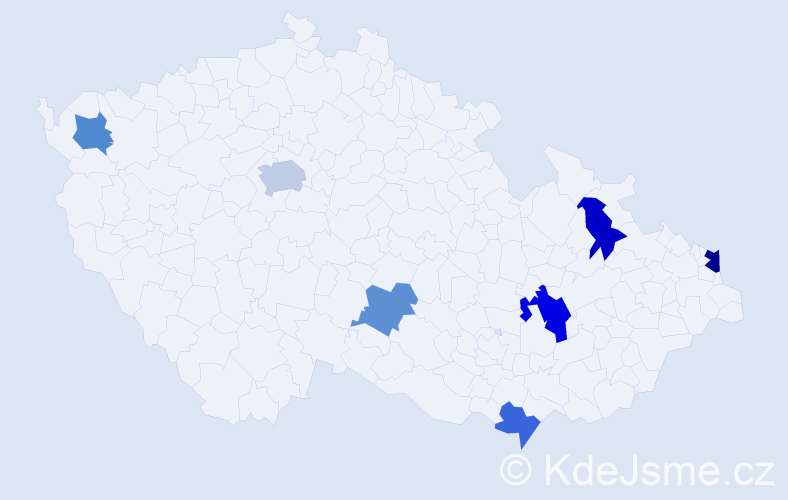 Příjmení: 'Kurtulíková', počet výskytů 10 v celé ČR
