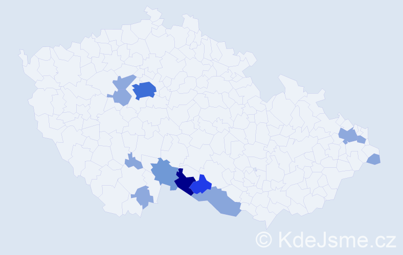 Příjmení: 'Kelblerová', počet výskytů 34 v celé ČR