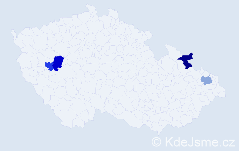 Příjmení: 'Frieslová', počet výskytů 5 v celé ČR