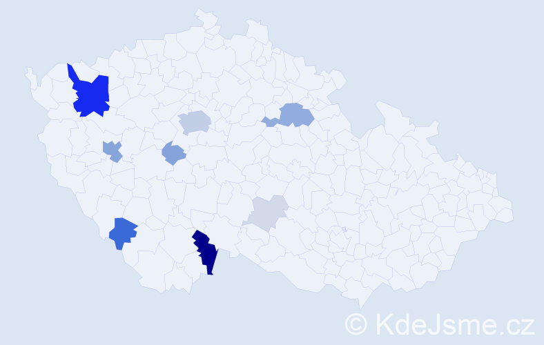 Příjmení: 'Ettler', počet výskytů 43 v celé ČR