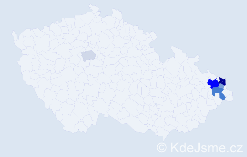 Příjmení: 'Vaštyl', počet výskytů 17 v celé ČR