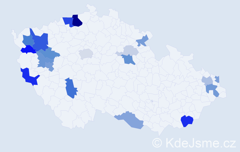 Příjmení: 'Džuganová', počet výskytů 65 v celé ČR