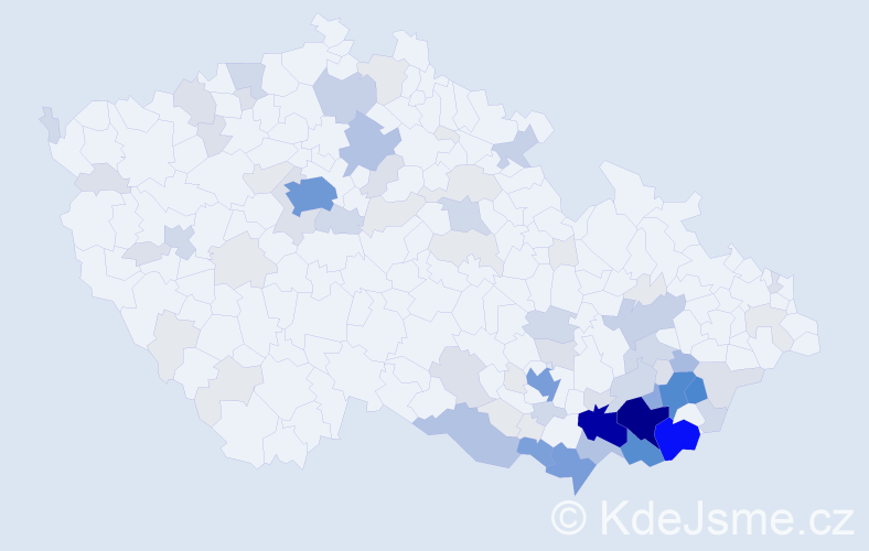 Příjmení: 'Kolaja', počet výskytů 368 v celé ČR