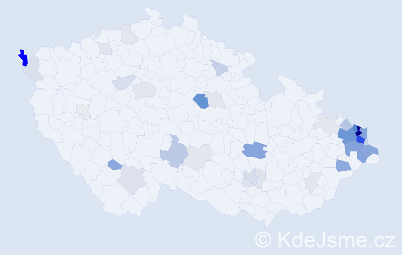 Příjmení: 'Kozubek', počet výskytů 148 v celé ČR