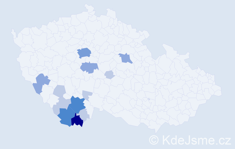 Příjmení: 'Plzová', počet výskytů 34 v celé ČR