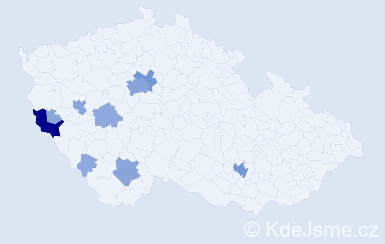 Příjmení: 'Fanfule', počet výskytů 25 v celé ČR
