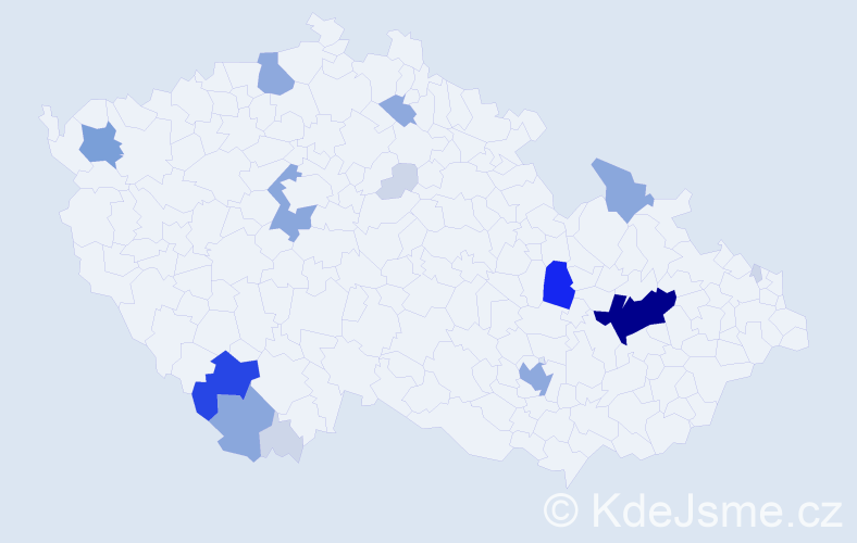Příjmení: 'Pocklan', počet výskytů 55 v celé ČR