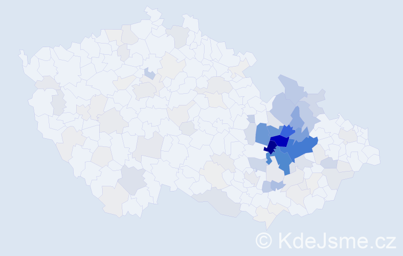 Příjmení: 'Vyroubal', počet výskytů 484 v celé ČR