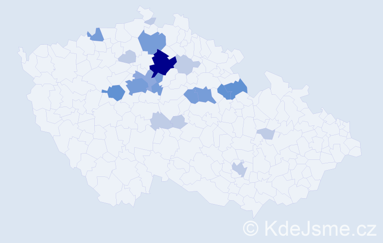 Příjmení: 'Kotera', počet výskytů 52 v celé ČR