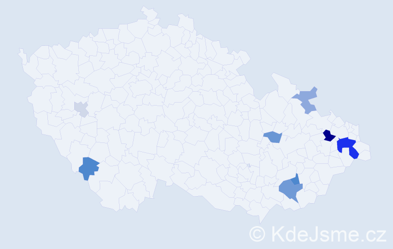 Příjmení: 'Koulák', počet výskytů 19 v celé ČR