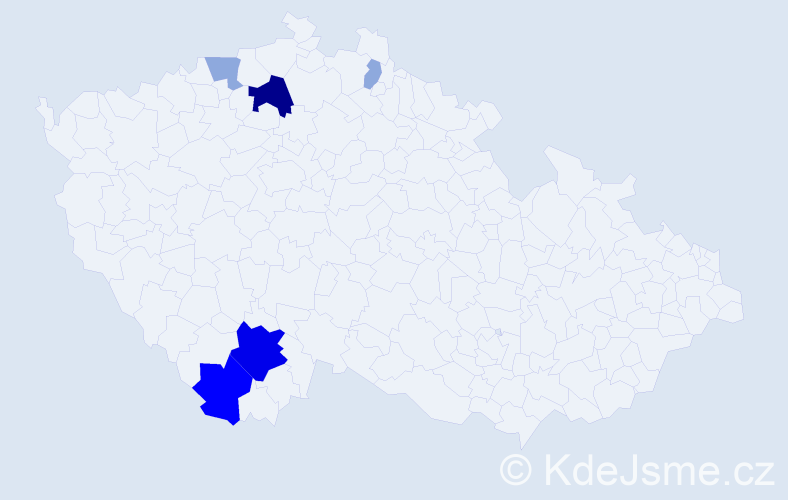 Příjmení: 'Csavoj', počet výskytů 17 v celé ČR
