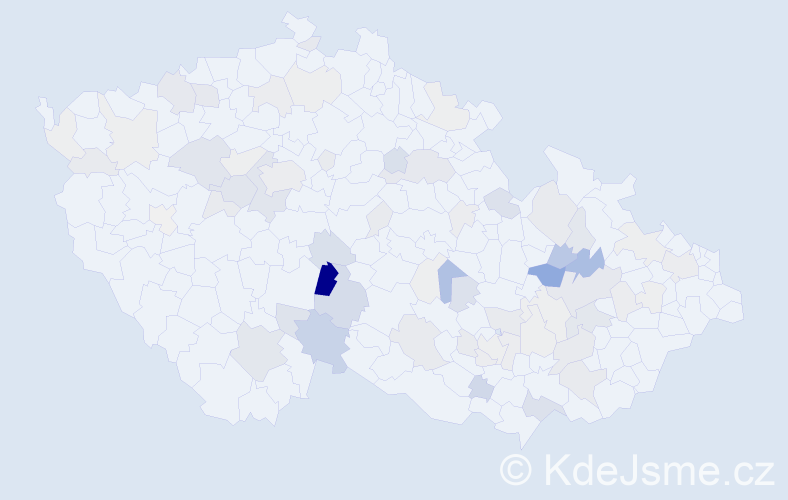 Příjmení: 'Kršek', počet výskytů 203 v celé ČR