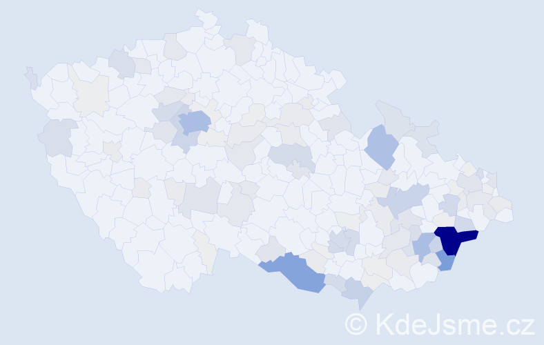 Příjmení: 'Tkadlec', počet výskytů 491 v celé ČR