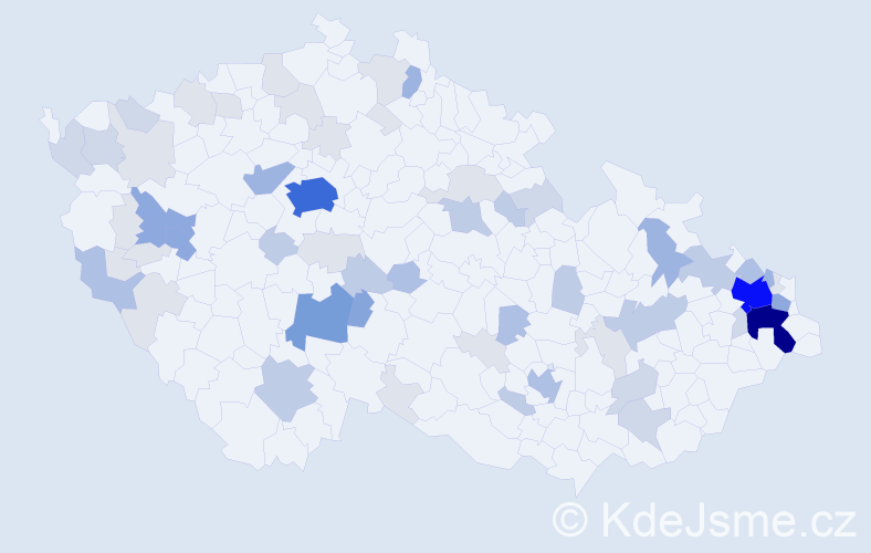 Příjmení: 'Adamovský', počet výskytů 203 v celé ČR