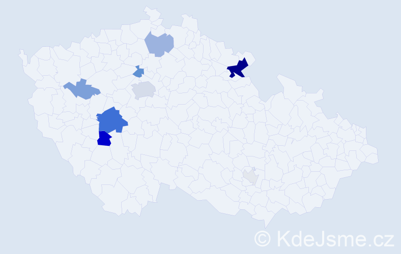 Příjmení: 'Páca', počet výskytů 30 v celé ČR
