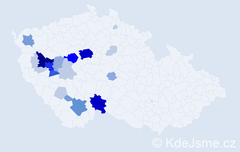Příjmení: 'Hubinger', počet výskytů 70 v celé ČR