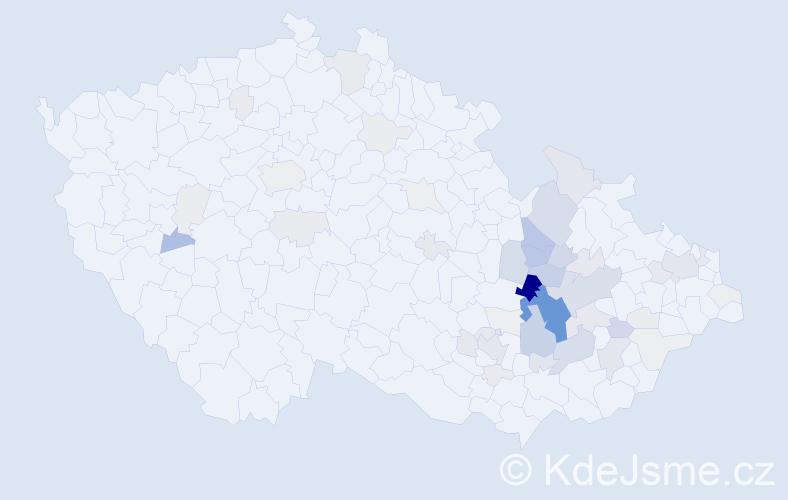 Příjmení: 'Křupka', počet výskytů 199 v celé ČR