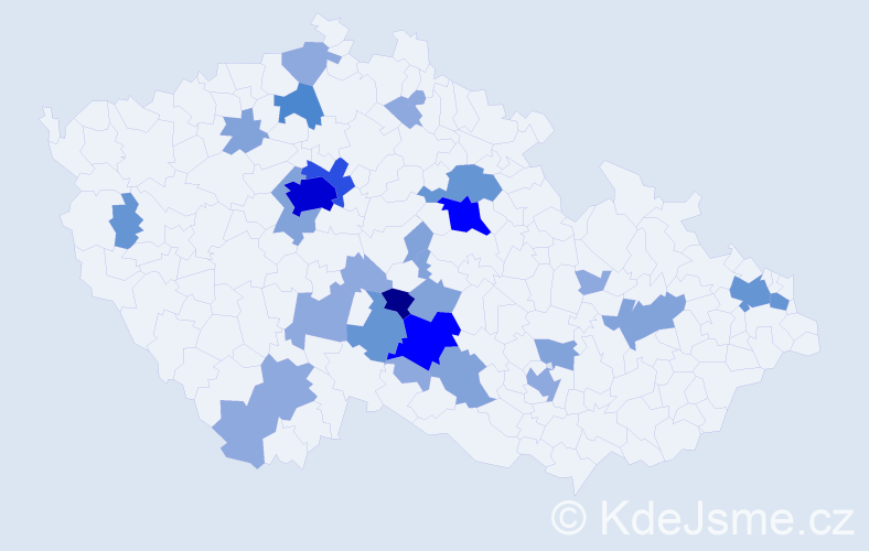 Příjmení: 'Ságlová', počet výskytů 75 v celé ČR