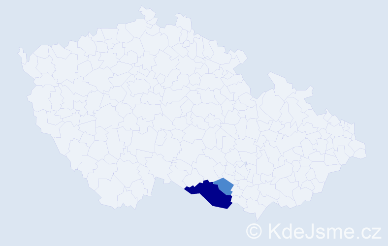 Příjmení: 'Korek', počet výskytů 4 v celé ČR