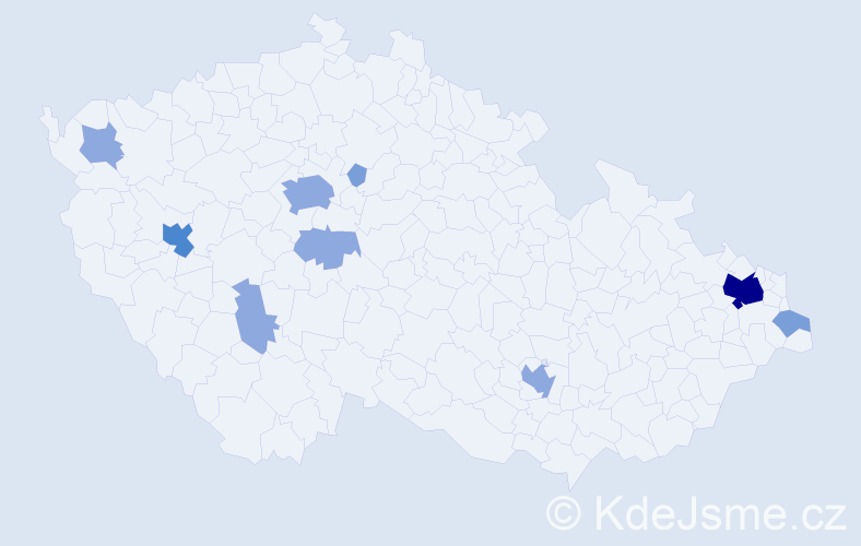 Příjmení: 'Rušová', počet výskytů 19 v celé ČR