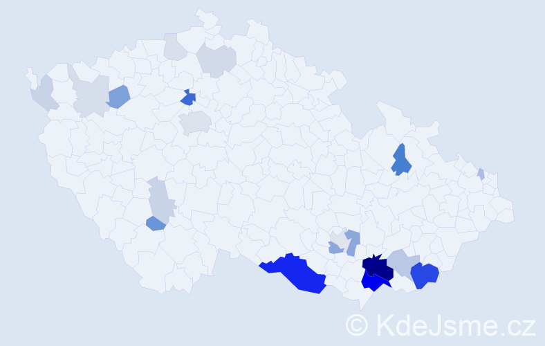 Příjmení: 'Blahůšková', počet výskytů 74 v celé ČR
