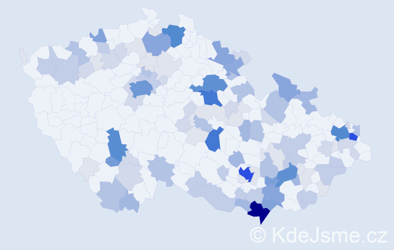 Příjmení: 'Danihel', počet výskytů 419 v celé ČR